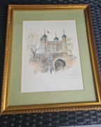 Śliczny Obrazek ręcznie narysowany Anglia drewniana rama 