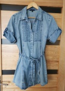 Dunnes dłuższą koszula jeansowa szmizjerka z paskiem L XL