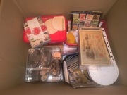 Kolekcja Karton Filatelistyki Znaczki Pocztówki Monety Banknoty