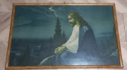 Obraz w ramie vintage PRL Pan Jezus Chrystus Święty