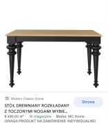 Stół z tłoczonymi nogami