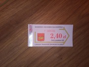 Bilet jednorazowy 2,40zł MPK Łódź stare logo skasowany lokalny