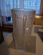 Unikatowy wazon kryształowy 40 cm – lata 80., PRL, ciężki i zdobiony
