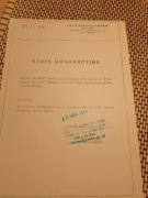 Karta gwarancyjna Tonsil zg 25 z1978