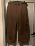 ZARA spodnie barrel joggery balloon szerokie casual oversize brązowe 