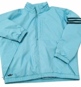 kurtka Adidas Originals L / XL turkusowa Trefoil oversize  chowany kaptur