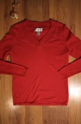 Sweter Rick Cardona r. 40 damski czerwony dekolt v bawełniany 