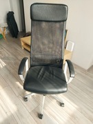 FOTEL BIUROWY krzesło Ikea Markus regulowane czarne ekoskóra