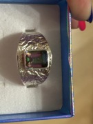 Pierścionek sygnet regulowany srebro z mistic topaz