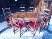 Komplet Stół i 6 krzeseł - LUDWIK XVI - Dąb , Rozkładany