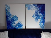 Obraz płótno abstrakcja niebieski srebro marmur  