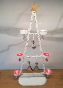 Świecznik Metalowy Choinka 6 świeczek podgrzewaczy wys 53 cm