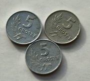 5 groszy 1970 1971 1972  zestaw 3 sztuk Stan !!  Wyprzedaż 