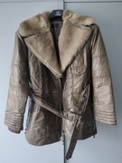 Kurtka damska złocista z futerkiem - r.42