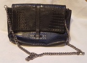 Czarna torebka Vintage z wzorem krokodyla łańcuszek duża dobrze wykonana