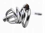 Stalowy pas cnoty, klatka na penisa Chastity + Dilator oring 45mm