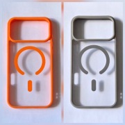 Etui przezroczyste pomarańczowe i szare z MagSafe na iPhone'a 17 pro max