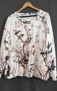 Lekka kurtka Zizzi r. L (42–56) ptaki i kwiaty oversize