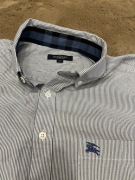 Biała koszula w niebieskie pasy Burberry