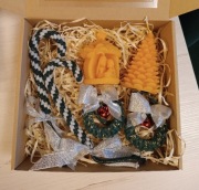 Zestaw świąteczny świeca z wosku pszczelego ozdoba makrama