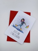 Kartka walentynkowa, A5, ilustracja autorska,+koperta, okolicznościowa