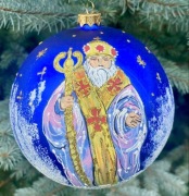 Bombka choinkowa szklana ręcznie malowana Mikołaj