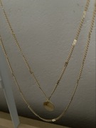 NASZYJNIK ŁAŃCUSZEK PODWÓJNY ŁĄCZONY SHEIN złoty z wisiorkiem obwód 47 cm