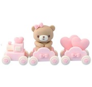 Dekoracja na tort 3D – Pociąg z misiem – różowy