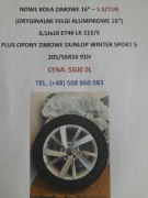 Opony zimowe 16' auto osobowe 5 sztuk