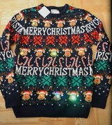 11* Primark   Świąteczny sweter  wzorki  świeci lampki XS