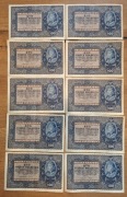Banknot 100 Marek Polskich 1919 r  10 szt.  ID serja O kolejne numery