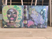 Okazja dwa obrazy twarz graffiti afro akryl obraz napisy podobrazie 