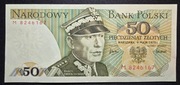 Banknot Polska Mały PRL 50 złotych 1975 r. Seria M Stan -I -UNC