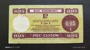 Stary banknot Polska Bon towarowy Pewex 5 centów 1979 rok PRL 