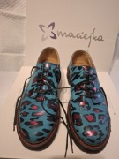 Półbuty Damskie Maciejka Skórzane Niebieskie Lico R 38