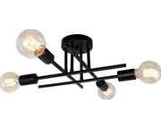 Lampa sufitowa industrialna 4 punkty światła, czarna, metalowa