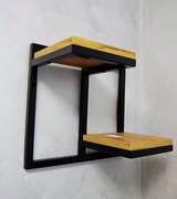 Półka podwójna Wisząca LOFT / Industrial – Mała Czarna,Dąb Craft – OUTLET