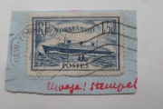 RF SS Normandie - statek- wycinek-kasownik- Nowy York 1935