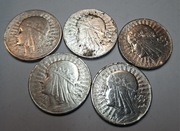 Monety srebrne 10 zł Jadwiga Polonia Głowa Kobiety 1932 srebro x5szt