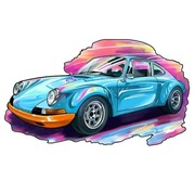 Puzzle drewniane Porsche niebieskie układanka łamigłówka 100