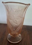 Wazon Art deco Schwepnitz hutte szkło prasowane łososiowe