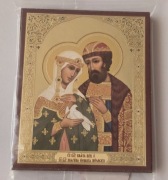 Ikona Prawosławna Piotr i Fewronija z modlitwą.