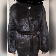 SAGA MINK futro naturalne z norek kaptur r. 40-42