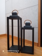 Zestaw lampionów z drewna dębowego 42 i 57 cm, kolor czarny