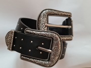 Pasek Zara rozm. 85 z dwiema klamrami szeroki skórzany sztuczna skóra nowy