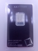 VALCAMBI SUISSE PLATYNA 2,5g SZWAJCARIA 999,5