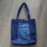 Dwustronna nowa torebka torba zakupowa z jeansu shopperka- hand made