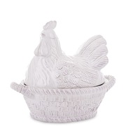 Ceramiczny dekoracyjny koszyk kura naczynie wielkanocne z pokrywką kurką