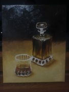 obraz karafka z alkoholem farby olejne 