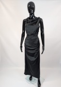 Vintage elegancka sukienka maxi satyna drapowana czarna |Y2K|retro|elegant|
